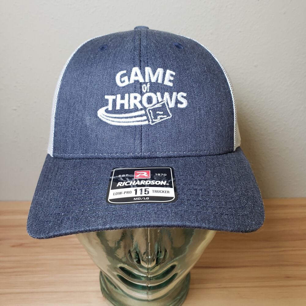 Game Of Throws Snapback Trucker Hat Blue Gray Beanbag Toss Bags‎ Cornhole Sz M/L